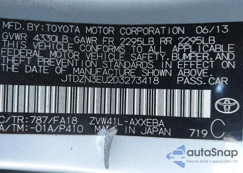 2013 Toyota Prius V из США, поврежденный, VIN JTDZN3EU2D3273418